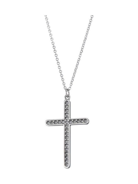 Abadianakis Women's White Gold Cross 14K with Chain