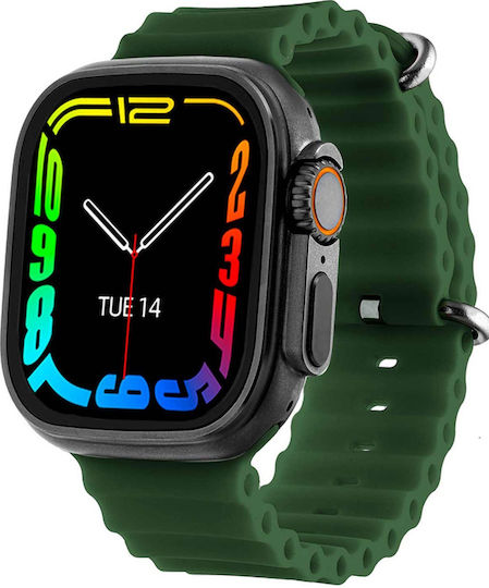 DAS.4 SU09 Smartwatch with Heart Rate Monitor (Green Silicone Strap)