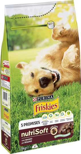 Friskies Friskies Nutri Soft 1.5kg Ξηρά Τροφή για Ενήλικους Σκύλους με Βοδινό