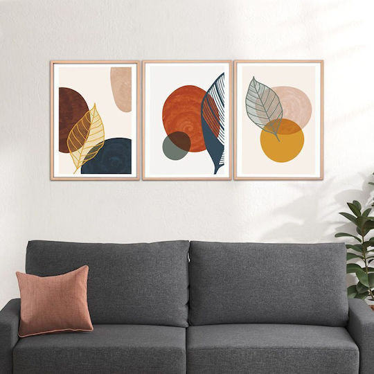 Megapap Circles Threefold Painting Wooden 50x70cm