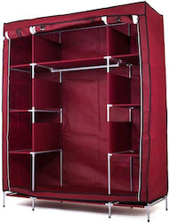 1014 Fabric Wardrobe with Zipper and Shelves in Red Color 130x45x175cm 1014 Fabric Wardrobe with Zipper and Shelves in Red Color 130x45x175cm
