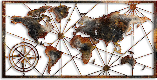 Megapap Διακοσμητικό Τοίχου από Μέταλλο World Map 120x1.5x60cm Megapap Διακοσμητικό Τοίχου από Μέταλλο World Map 120x1.5x60cm