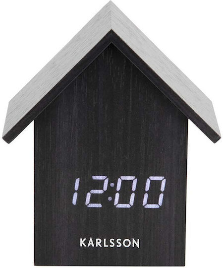 Karlsson Tabletop Digital Clock LED Wooden with Alarm Clock Black KA5932BK