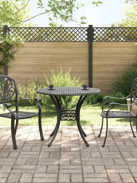 Garten- und Outdoor-Möbelsets mit Sonnenschirmhalter Schwarz 3 Stück