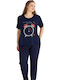 Sexen Sommer Damen Pyjama-Set Dark Blue