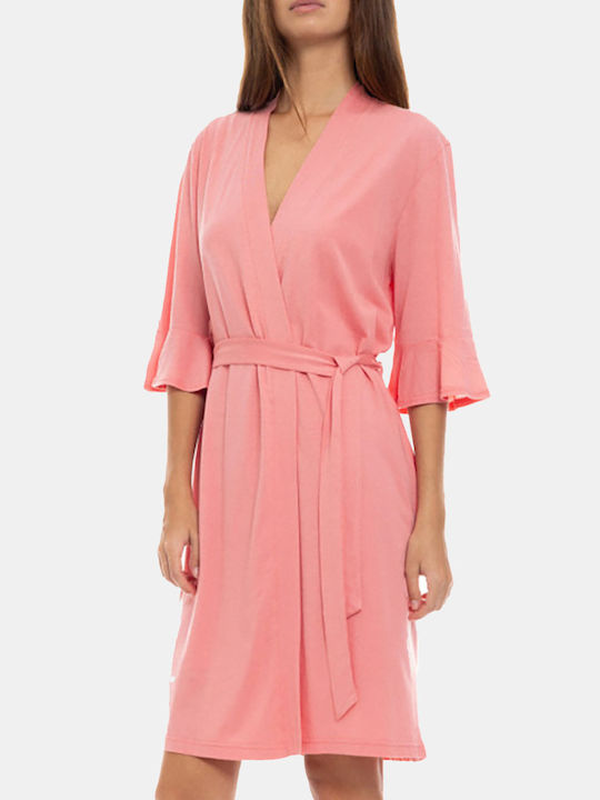 Pink Label Sommer Damen Baumwolle Robe Pink