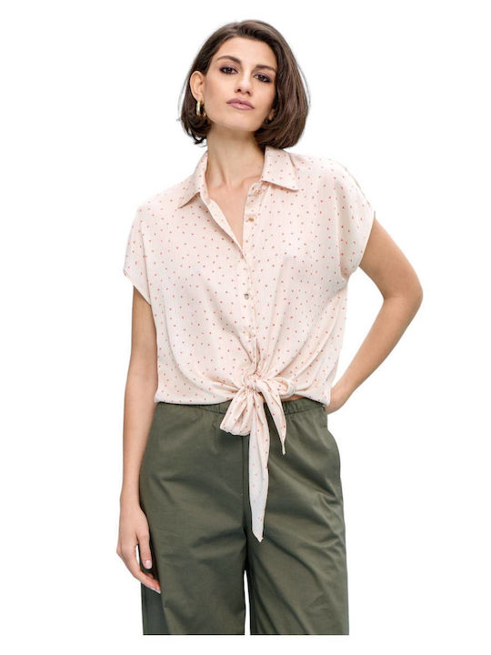 Passager Women's Satin Short Sleeve Shirt Beige