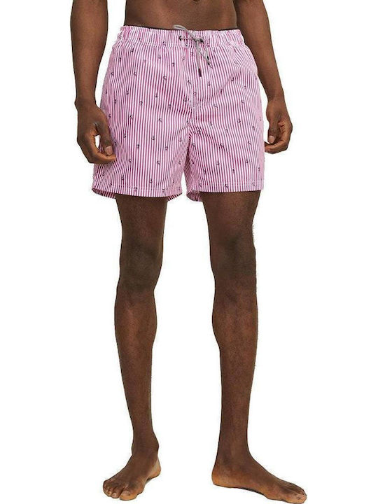 Jack & Jones Ανδρικό Μαγιό Σορτς Fuchsia με Ρίγες