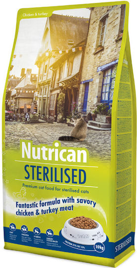 Nutrican Dry Food for Sterilized Cats with Chicken / Meat / Turkey / Rice / Corn / Liver / Herring 10kg