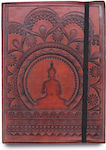 Handmade Leather Notebook Cover Buddha Illustration