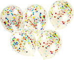 Set 5 baloane din latex Zola umplute cu confetti, 33 cm, transparente