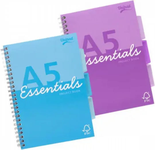 Двоен спиралов блокнот A5 Unipad Essentials с отвори 200 страници 60 г/м² 2 цвята различни Pukka