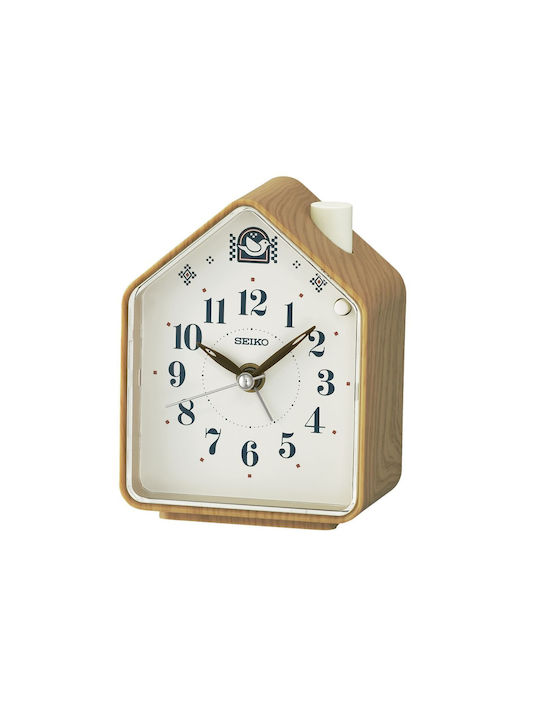 Seiko Geräuschloses Tischuhr mit Zeigern mit Wecker Braun QHP011B