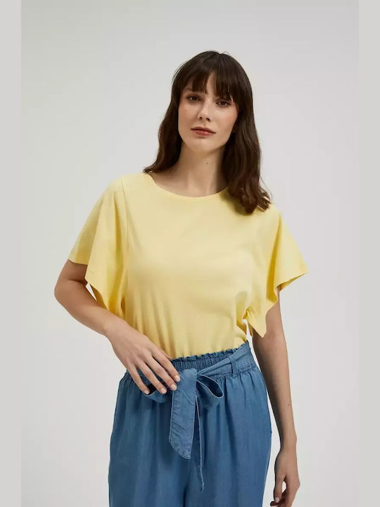 Make your image pentru Femei Bluză din Bumbac Mâneci scurte Yellow