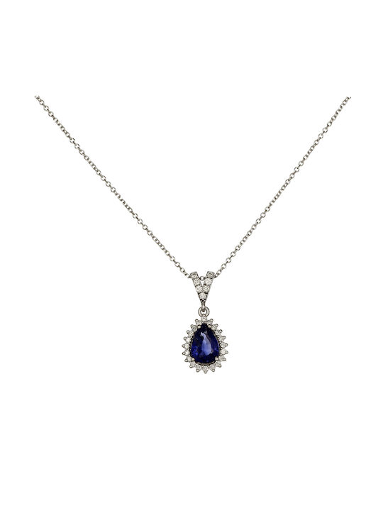 Necklace Rosette from White Gold 18k