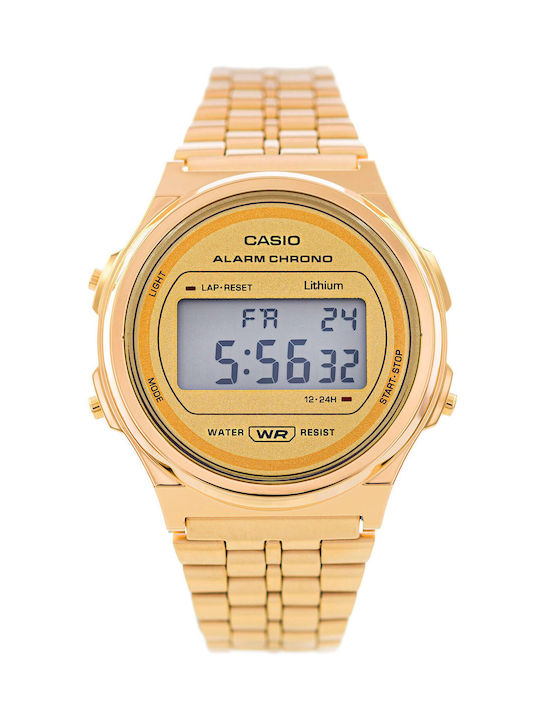 Casio Digital Uhr mit Gold Metallarmband