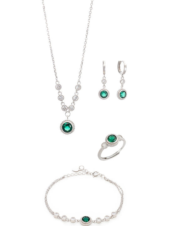 Prince Silvero Set with Necklace , Earrings & R...