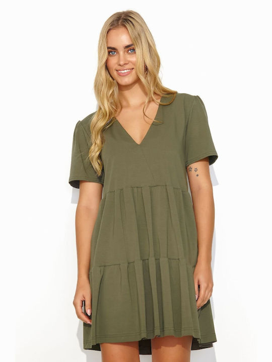 Makadamia Sommer Mini Kleid Grün