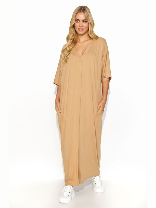 Makadamia Sommer Maxi Kleid Beige