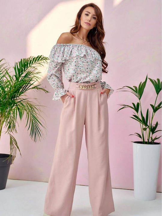 Roco Fashion Women's Fabric Trousers Pink