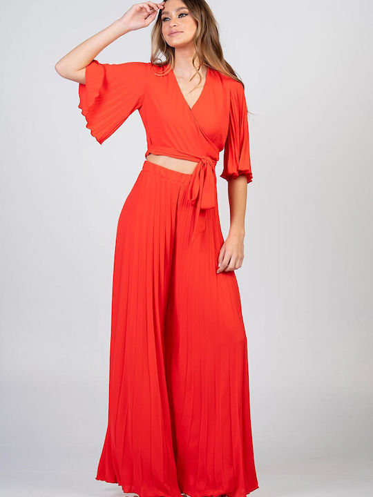 Bellino Damen Stoff Hose mit Gummizug Coral