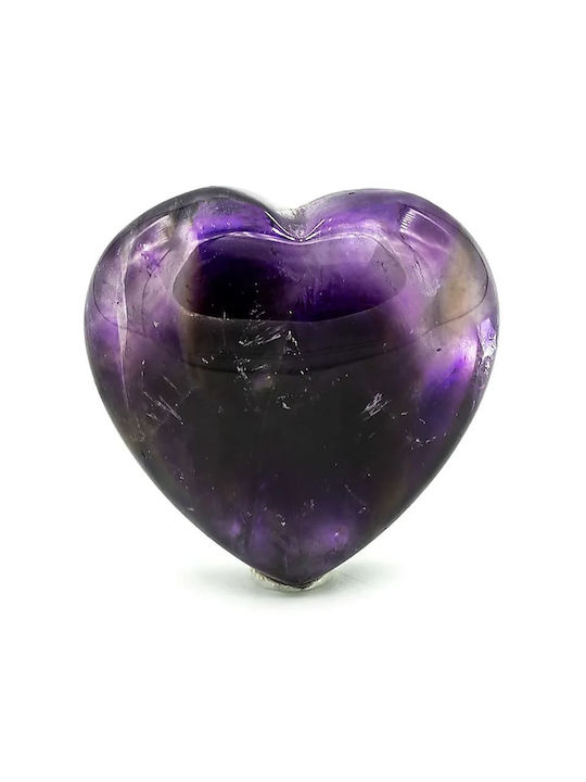 Ημιπολύτιμος Λίθος Αμέθυστου Heart Worry Stone Σχήμα Καρδιάς