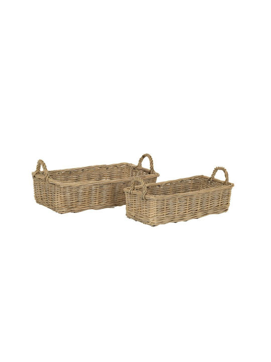 Set of Decorative Baskets Straw with Handles 2pcs Iliadis