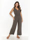 Numinou Women's Jumpsuit with Spaghetti Strap Brown