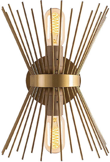 Megapap Kirpi Modern Lamp Wall with Socket E27 Gold 23x23x5cm