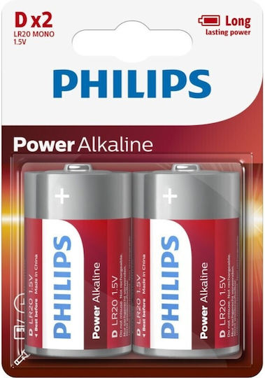 Philips Αλκαλικές Μπαταρίες D 1.5V 2τμχ