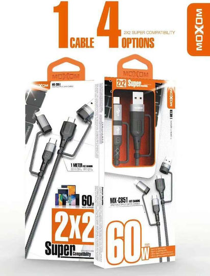 Moxom Regular Cablu USB la Type-C / Lightning cu mai multe porturi 1m (MX-CB51)