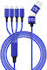 Smrter Hydra Elite 6in1 Плетен USB към Lightning / Type-C / micro USB Кабел 3A Син 1м