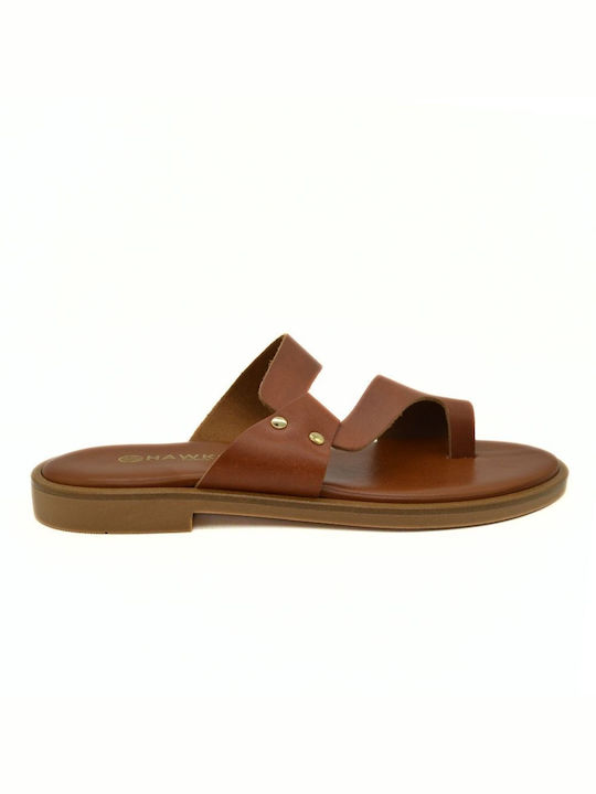 Hawkins Premium Leather Women's Flat Sandals in Brown Color