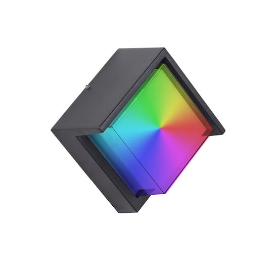 Επιτοίχιο Εξωτερικό Φωτιστικό LED IP65 15W με RGB Φως 16x16x13εκ.