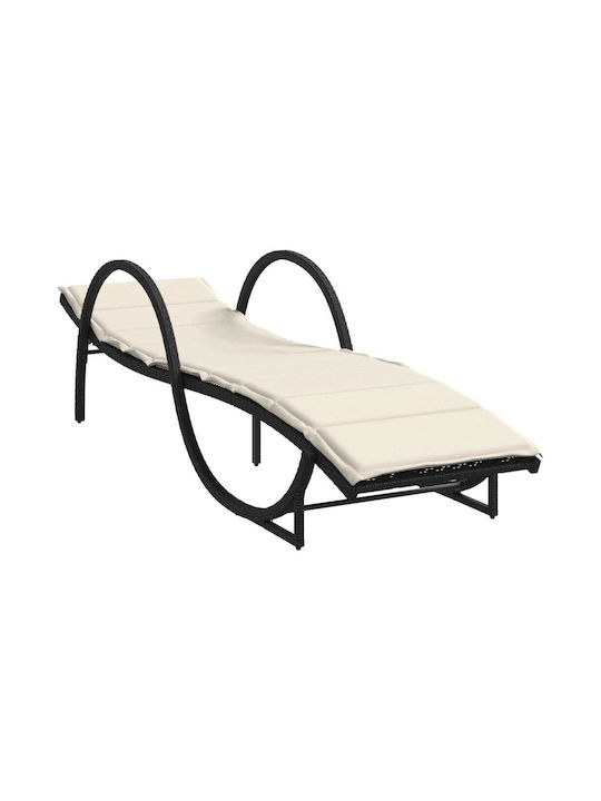 Liegestuhl Rattan mit Kissen Schwarz 60x199x42cm.