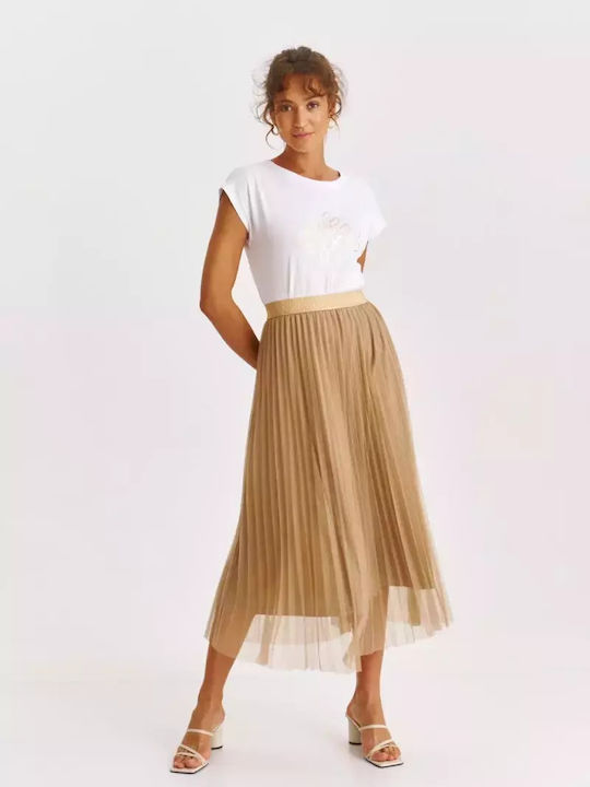Make your image Pleated Midi Skirt Beige