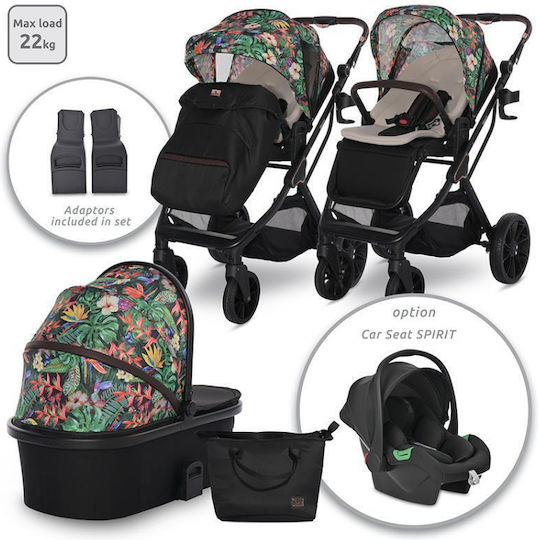 Lorelli Boston Reglabil 3 în 1 Cărucior pentru copii Potrivit pentru Nou-născut Flori tropicale 14kg