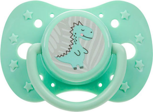 Akuku Dino Πιπίλα Σιλικόνης Green Dino για 6-12 μηνών