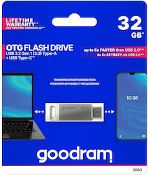 GoodRAM 32GB USB 3.2 Stick με σύνδεση USB-C Ασημί