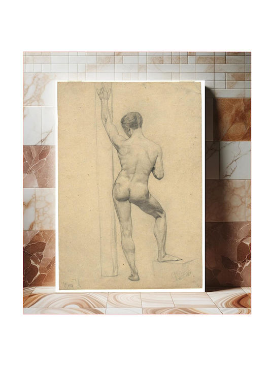 Male Academy Nude Back Картина Платнен 100x150см