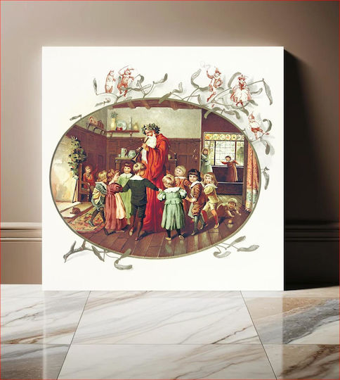 Santa Claus With Children Illustration From The Coming Of Father Christmas (1894) By Eliza F. Manning Painting on Canvas 110x110cm