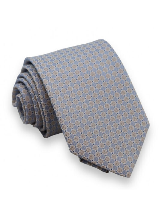 Beige Blue Round Design Tie 6/7.5cm