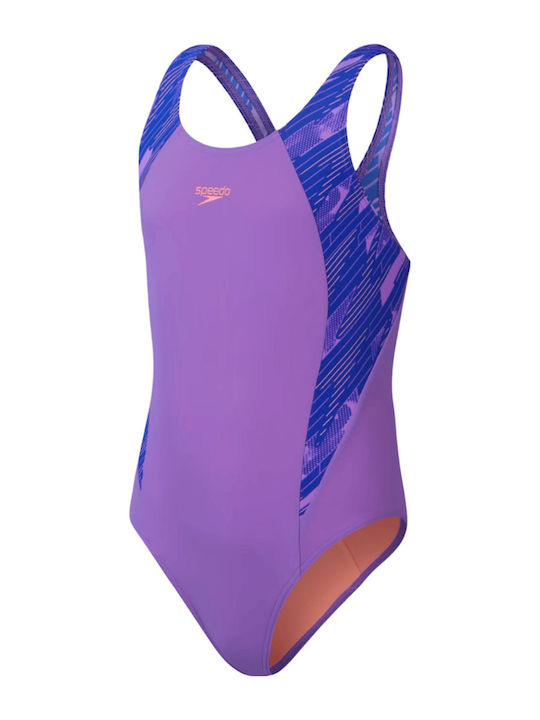 Speedo Hyperboom Splice Muscleback Costum de baie pentru copii O singură bucată Blue/pink