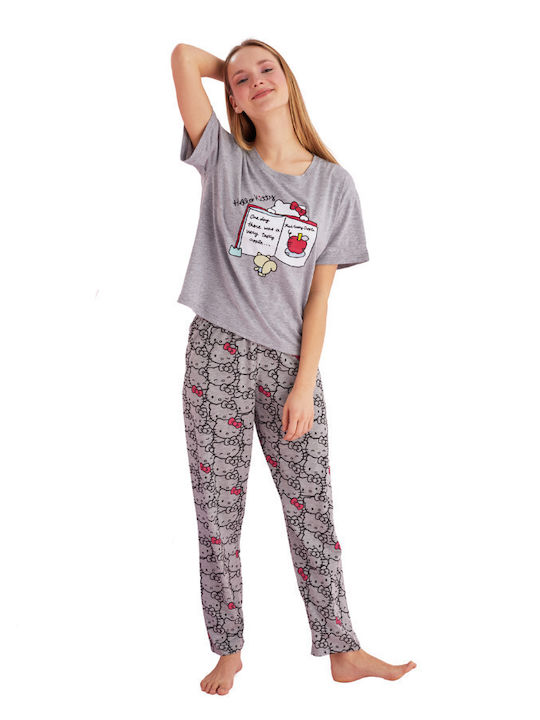 Hello Kitty Set Pijamale pentru Femei Dark Grey