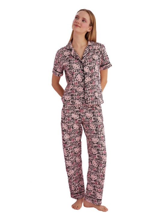 Hello Kitty Set Pijamale pentru Femei Pink