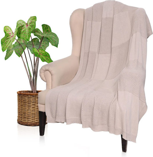 Liolios Home Fusion Kelly Armchair Throw Knitted 130x180cm Taupe