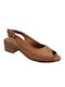 Safe Step Anatomic Leather Peep Toe Brown Medium Heels with Strap