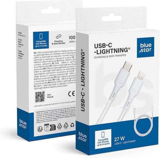 Blue Star Regular la Cablu Lightning 27W Alb 1m