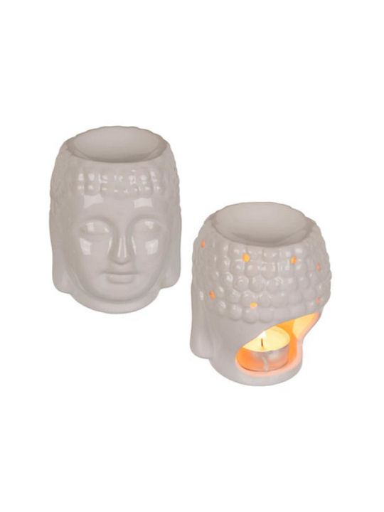 Αρωματιστής Λευκός Σχέδιο Βούδας Oil & Wax Burner Buddha 8,5cm