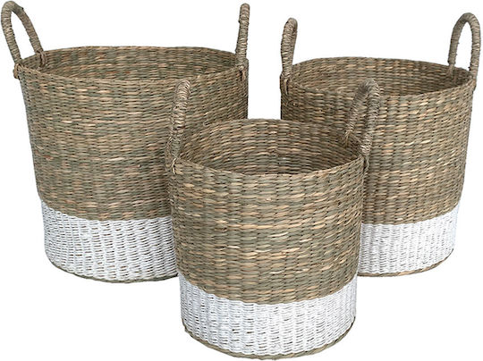 InTheBox Комплект декоративни кошници с дръжки White 33x33x39бр 3бр
